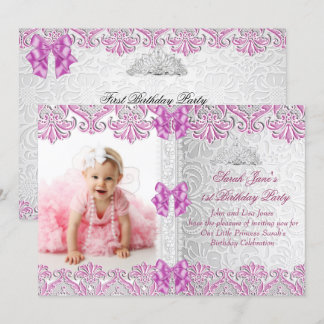 1. Geburtstagsmädchen Lilac Pink Foto Einladung