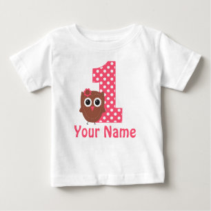 1. Geburtstagsmädchen Owl Personalisierter T - Shi Baby T-shirt