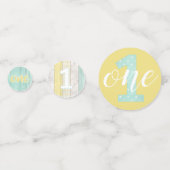 1. Geburtstagsminze & Gelbe Hütte Rustikales Holz Konfetti (Rückseiten)