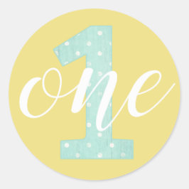 1. Geburtstagsminze & Gelbe Polka Dot 1 Runder Aufkleber