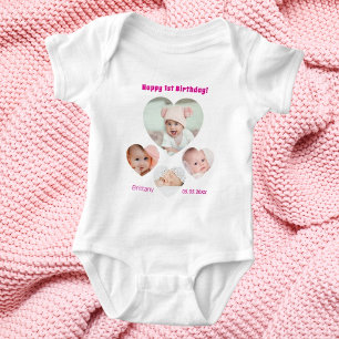 1. Geburtstagsname Foto Collage Baby Strampler