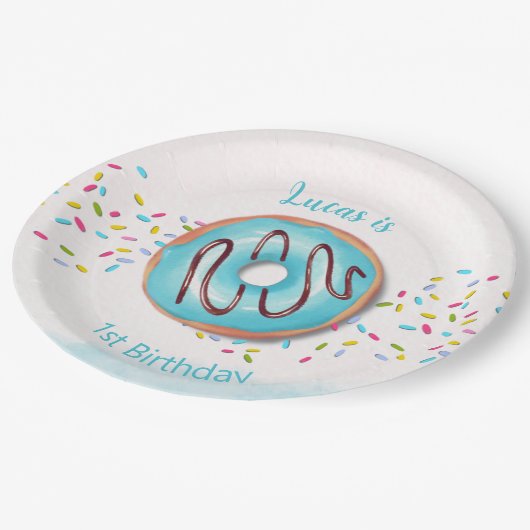 1. Geburtstagspapierplatte Pappteller (Schrägansicht)