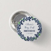 1. Geburtstagsparty Blueberry Baby Girl Button (Vorne & Hinten)