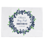 1. Geburtstagsparty Blueberry Baby Girl Große Geschenktüte (Rückseite)