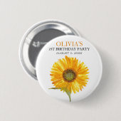 1. Geburtstagsparty Sonnenblume Baby Girl Button (Vorne & Hinten)