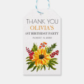 1. Geburtstagsparty Sonnenblume Baby Girl Geschenkanhänger (Rückseite)