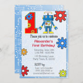 1. Geburtstagsrobot Einladung (Vorne/Hinten)