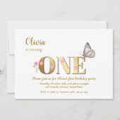 1. Geburtstagsschmetterling-Party Einladung (Vorderseite)