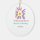 1. Geburtstagssonnenreise Name farbiges Sonnendeda Keramik Ornament (Links)
