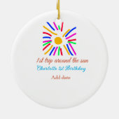 1. Geburtstagssonnenreise Name farbiges Sonnendeda Keramik Ornament (Hinten)