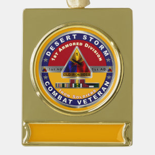 1. gepanzerte Division Desert Storm Veteran Banner-Ornament Gold