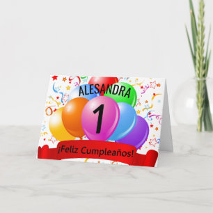 1. Glücklicher Geburtstag auf Spanisch Karte