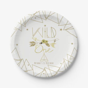 1 Gold & White Boho 1. Geburtstag JEDE FARBE Pappteller