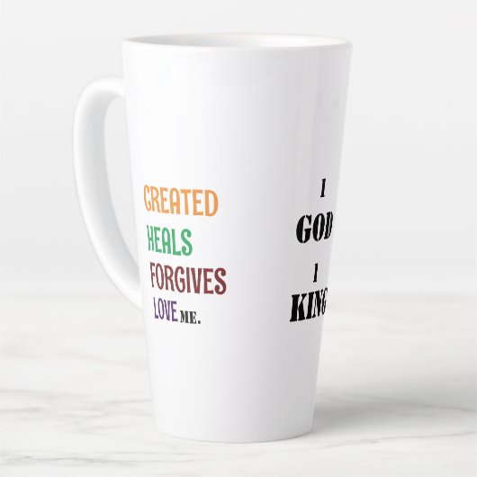 " 1 GOTT 1 KÖNIG GOTT ENTWICKELT ME" Kollektion Milchtasse (Linke Ecke)