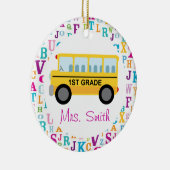 1. Grad-personalisierte Schulbus-Lehrer-Verzierung Keramik Ornament (Rechts)