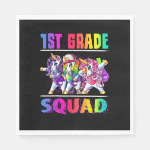 1. Grade Squad Dabbing Unicorn Zurück zur Schule Serviette