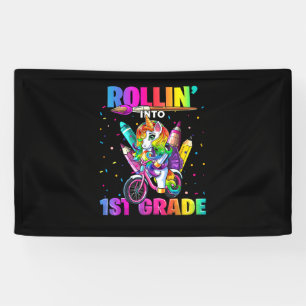 1. Grade Unicorn Zurück zur Schule Erster Scho-Tag Banner