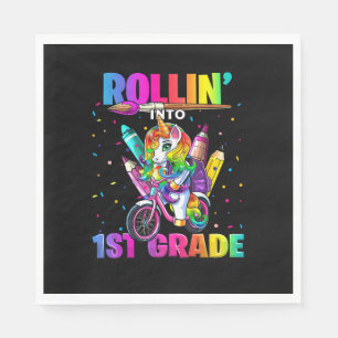 1. Grade Unicorn Zurück zur Schule Erster Scho-Tag Serviette