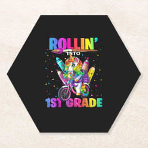 1. Grade Unicorn Zurück zur Schule Erster Scho-Tag Untersetzer