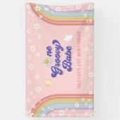 1. Groovy Babe Retro Rainbow 1. Geburtstag Banner (Vertikal)