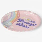 1. Groovy Babe Retro Rainbow 1. Geburtstag Pappteller (Schrägansicht)