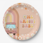 1. Groovy Babe Retro Rainbow 1. Geburtstag Pappteller (Vorderseite)