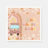 1. Groovy Babe Retro Rainbow 1. Geburtstag Serviette (Vorderseite)