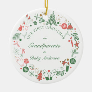 1. Großeltern-Weihnachtsmützen-Baum-Handschuh-Must Keramik Ornament