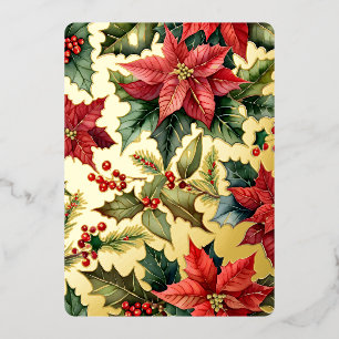 1 großes vertikales Foto Poinsettien Gold Folien Feiertagskarte