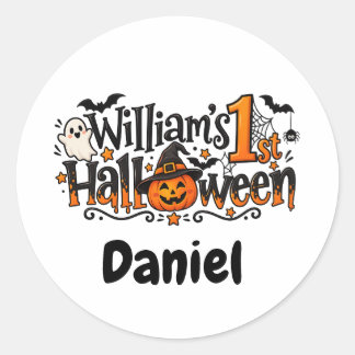 1. Halloween-Kürbis personalisiertes Baby Runder Aufkleber
