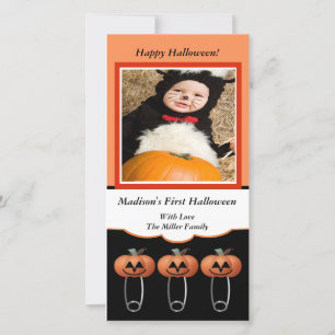 1. Halloween-Kürbis-Windelhaken Foto Karte