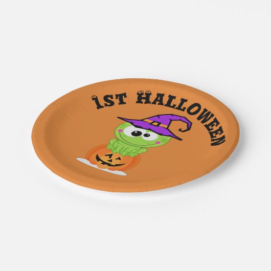 1. Halloween Little Hexenfrosch Pappteller (Schrägansicht)