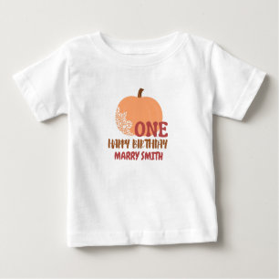 1. Happy Birthday Decorative Pumpkin Edit Name Baby T-shirt