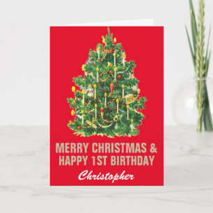 1. Happy Geburtstag und Frohe Weihnachten Red & Go Karte