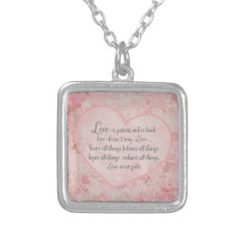1 Herz 13 - Liebe ist geduldige Liebe ist nett Versilberte Kette