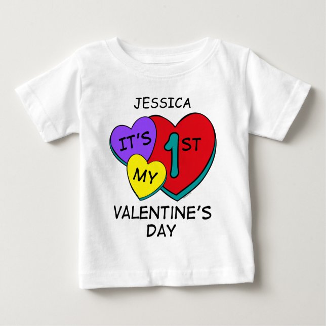 1. Herz-Säuglings-T - Shirt des Valentines Tages (Vorderseite)