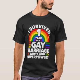 1. Hochzeit Jahrestag 1 Jahr Gay Ehe Husban T-Shirt