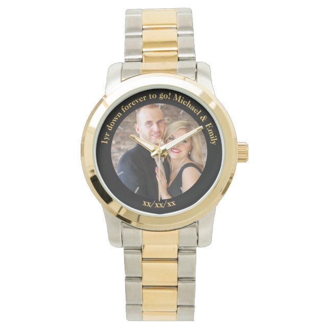 1. Hochzeit Jubiläum einzigartige ungewöhnliche Si Armbanduhr (Vorderseite)