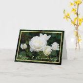 1. Hochzeit Jubiläum Weiße Rosen Elegant Karte (Gelbe Blume)