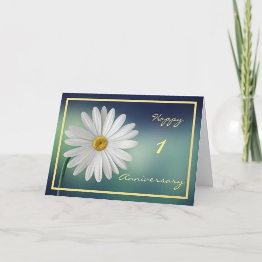 1. Hochzeit Jubiläum wünscht Daisy Elegant Karte (Vorderseite)