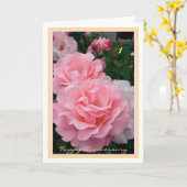 1. Hochzeit Jubiläum wünscht elegante Rosen pink Karte (Gelbe Blume)