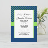 1 Hochzeit von Navy Blue und Lime Green Polka Dots Einladung (Stehend Vorderseite)