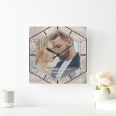 1. Hochzeitsjubiläum Flüssigmarmor texturiert Quadratische Wanduhr (Zuhause)