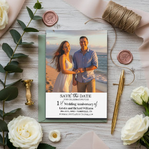1. Hochzeitsjubiläum - Save-the-Date-Foto Mitteilungskarte