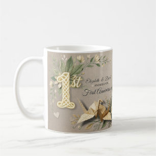 1. Hochzeitspapier-Jubiläum Florale Rustikale Foto Kaffeetasse