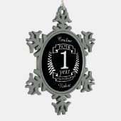 1. Hochzeitstag 1 Jahr Schneeflocken Zinn-Ornament (Links)