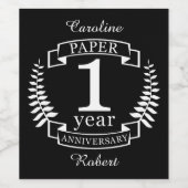 1. Hochzeitstag 1 Jahr Weinetikett (Einzelnes Label)