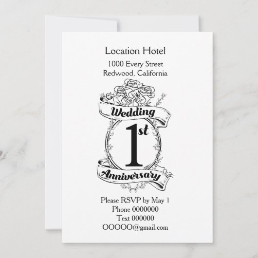 1. Hochzeitstag Einladung (Rückseite)