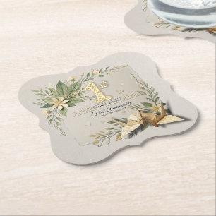 1. Hochzeitstag - Florale Kraniche für das Papierh Untersetzer