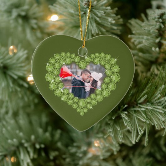 1. Hochzeitstag Foto Grün Keramik Ornament (Baum)